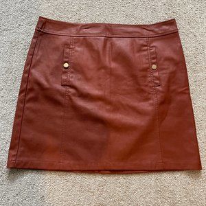 Loft Rust Brown Faux Leather Skirt Size 14